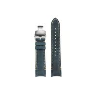 POYNMRE Arc Crazy Horse Echtleder-Uhrenarmband, kompatibel mit Rolex, Schwarz, Grün, Water Ghost, Omega, Tissot, gebogenes Rindsleder-Uhrenarmband, 20 22 m(Blue beige sk fold,Width 20mm)