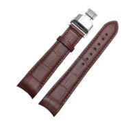 POYNMRE Arc Interface Uhrenarmband aus echtem Kalbsleder, 18 mm, 19, 20, 21, 22, 23, 24, kompatibel mit Tissot, Seiko, Omega(Brown-Brown-Silvery,22mm)