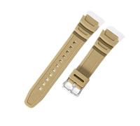 POYNMRE Armband kompatibel mit Casio W218H AE-1200 AE-1100 SGW-300 SGW-400 MRW-200 Uhrenarmband aus Harzsilikon, erfrischendes, bequemes Gummiarmband(Khaki Silver Clasp)