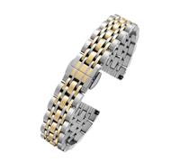POYNMRE Damenarmband 12 mm 14 16 18 Kompatibel mit Casio Armani Swarovski Cartier Uhrenarmband Butterfly-Verschluss Edelstahl-Uhrenarmband(Silver Golden,16mm)