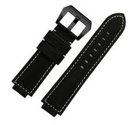 POYNMRE Echtleder-Uhrenarmband, kompatibel mit Timex T49859|T2N720|T2p141|T2n722|723|738|739, Armband Edelstahl-Uhrenarmband(Black-black)
