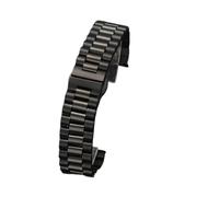 POYNMRE Edelstahl-Uhrenarmband 12 13 14 16 17 18 19 20 mm 21 22 Uhrenarmband 3 Reihen flaches, gebogenes Ende Ersatz-Uhrenarmbänder mit Werkzeug(Noir,22mm)