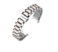 POYNMRE Edelstahlarmband mit gebogenem Ende, kompatibel mit Tissot 1853 Couturier T035, 14/16/17/18/22/24 mm, Uhrenarmband for Damen und Herren(SilveryRoseGold-Cure,17mm)