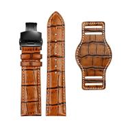POYNMRE Erste Schicht Rindsleder Echtlederarmband 18 20 mm 22 Uhrenarmband mit matter Krokodilstruktur kompatibel Rolex Tudor Omega(Brown black Folding,20mm)