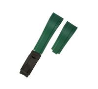 POYNMRE Gebogenes Gummiarmband, weiches Silikonarmband, kompatibel mit Rolex, Oysterflex, Herren- und Damen-Sportarmband, Faltschließe, 20 mm(Green-Black)
