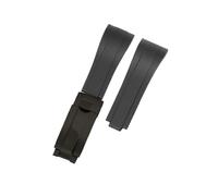 POYNMRE Gebogenes Gummiarmband, weiches Silikonarmband, kompatibel mit Rolex, Oysterflex, Herren- und Damen-Sportarmband, Faltschließe, 20 mm(Black-Black)