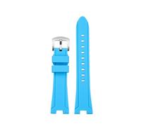 POYNMRE Gekerbtes weiches Silikonarmband, kompatibel mit Citizen NJ0150/NJ0151 Series Watch ME Color Water Ghost Modified Silicone Strap(Sky blue silver pin)
