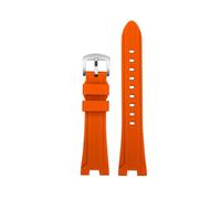 POYNMRE Gekerbtes weiches Silikonarmband, kompatibel mit Citizen NJ0150/NJ0151 Series Watch ME Color Water Ghost Modified Silicone Strap(Orange silver pin)