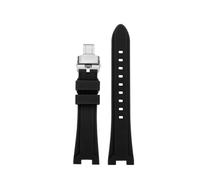POYNMRE Gekerbtes weiches Silikonarmband, kompatibel mit Citizen NJ0150/NJ0151 Series Watch ME Color Water Ghost Modified Silicone Strap(Black silver)