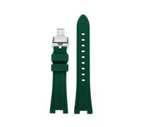 POYNMRE Gekerbtes weiches Silikonarmband, kompatibel mit Citizen NJ0150/NJ0151 Series Watch ME Color Water Ghost Modified Silicone Strap(Green silver)