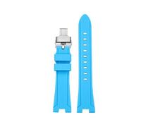 POYNMRE Gekerbtes weiches Silikonarmband, kompatibel mit Citizen NJ0150/NJ0151 Series Watch ME Color Water Ghost Modified Silicone Strap(Sky blue silver)