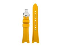 POYNMRE Gekerbtes weiches Silikonarmband, kompatibel mit Citizen NJ0150/NJ0151 Series Watch ME Color Water Ghost Modified Silicone Strap(Yellow silver)