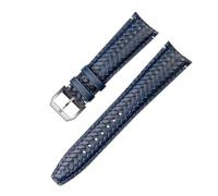 POYNMRE Gewebtes Uhrenarmband aus Rindsleder, kompatibel mit IWC IW344205 Portugieser Pilot Watches Portofino, blaues weichem Leder, 22 mm(Blue silver pin,20mm)