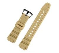 POYNMRE Gummi-Armband kompatibel mit Casio W218h AE-1200/1100 SGW-300 MRW-200 / F-108 wasserdichtes Harz-Silikon-Staubfrei-Armband(Beige black)