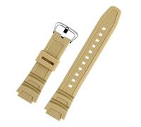 POYNMRE Gummi-Armband kompatibel mit Casio W218h AE-1200/1100 SGW-300 MRW-200 / F-108 wasserdichtes Harz-Silikon-Staubfrei-Armband(Beige Silver)