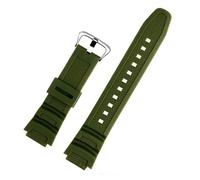 POYNMRE Gummi-Armband kompatibel mit Casio W218h AE-1200/1100 SGW-300 MRW-200 / F-108 wasserdichtes Harz-Silikon-Staubfrei-Armband(Green Silver)
