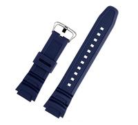 POYNMRE Gummi-Armband kompatibel mit Casio W218h AE-1200/1100 SGW-300 MRW-200 / F-108 wasserdichtes Harz-Silikon-Staubfrei-Armband(Blue Silver)