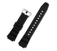 POYNMRE Gummi-Armband kompatibel mit Casio W218h AE-1200/1100 SGW-300 MRW-200 / F-108 wasserdichtes Harz-Silikon-Staubfrei-Armband(Black Silver)