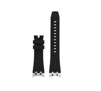 POYNMRE Gummiarmband mit gebogenem Ende, 24 mm, kompatibel Citizen JY8050 JY8051 JY8058, Silikongürtel Bogenöffnung, massives Edelstahl-Uhrenarmband for Herren(Silicone no buckle)