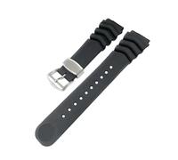 POYNMRE Harzarmband + Metallhalterring, Stahlverschluss, kompatibel mit Prospex SPR009 SKX007 SKX009, wasserdichtes Taucher-Sportuhrenarmband, 20 mm, 22(Black silver-nologo,22mm)