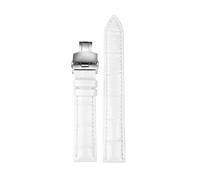 POYNMRE Helles Rindsleder-Uhrenarmband, weicher Uhrengürtel, 12 mm, 14, 16, 18, Damen-Echtlederarmband, kompatibel mit Casio, Citizen, Fossil, Lila, Weiß(White-steel Folding,14mm)