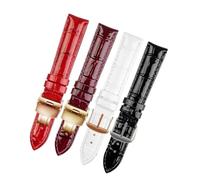 POYNMRE Helles Rindsleder-Uhrenarmband, weicher Uhrengürtel, 12 mm, 14, 16, 18, Damen-Echtlederarmband, kompatibel mit Casio, Citizen, Fossil, Lila, Weiß(Blue-rose gold pin,16mm)