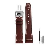 POYNMRE Hochwertiges italienisches Rindslederarmband, kompatibel mit IWC Big Pilot IW388103 IW378005/003/001 Mark 18 Herrenuhrenarmband 20 21 mm Armband(Brown silver folding,21mm)