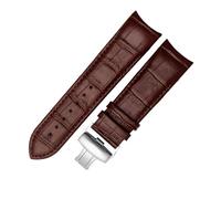 POYNMRE Kalbsleder Herrenarmband 1853 Kompatibel mit Tissot Uhrenarmband T035410A 407A Couturier 22 23 24mm Uhrenarmbänder Gürtelarmband(Brown-Silvery,24mm)