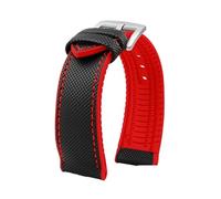 POYNMRE Kompatibel mit Breitling, Omega, IWC, Mark Nylon-Uhrenarmband gelber Gummisohle, 20 mm, 22, 23, 24, wasserdicht, Herrenarmband(Black red silver A,22mm)