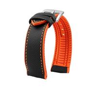 POYNMRE Kompatibel mit Breitling, Omega, IWC, Mark Nylon-Uhrenarmband gelber Gummisohle, 20 mm, 22, 23, 24, wasserdicht, Herrenarmband(Black Orange silverA,23mm)