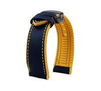 POYNMRE Kompatibel mit Breitling, Omega, IWC, Mark Nylon-Uhrenarmband gelber Gummisohle, 20 mm, 22, 23, 24, wasserdicht, Herrenarmband(Blue yellow black B,20mm)
