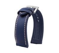 POYNMRE Kompatibel mit Breitling, Omega, IWC, Mark Nylon-Uhrenarmband gelber Gummisohle, 20 mm, 22, 23, 24, wasserdicht, Herrenarmband(Blue White silver A,23mm)