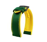 POYNMRE Kompatibel mit Breitling, Omega, IWC, Mark Nylon-Uhrenarmband gelber Gummisohle, 20 mm, 22, 23, 24, wasserdicht, Herrenarmband(Green yellow blackA,23mm)