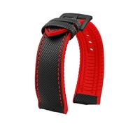 POYNMRE Kompatibel mit Breitling, Omega, IWC, Mark Nylon-Uhrenarmband gelber Gummisohle, 20 mm, 22, 23, 24, wasserdicht, Herrenarmband(Black red black A,22mm)