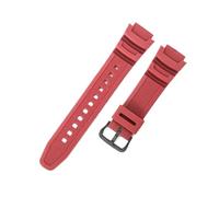 POYNMRE Kompatibel mit Casio AQ-S800W AEQ-110W F-108WH MRW-200h 18 mm massivem Edelstahl-Uhrenarmband quadratischer Schnalle aus Kunstharz und Silikon(Red-Black-K5)