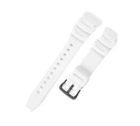 POYNMRE Kompatibel mit Casio AQ-S800W AEQ-110W F-108WH MRW-200h 18 mm massivem Edelstahl-Uhrenarmband quadratischer Schnalle aus Kunstharz und Silikon(White-Black-K5)
