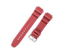 POYNMRE Kompatibel mit Casio AQ-S800W AEQ-110W F-108WH MRW-200h 18 mm massivem Edelstahl-Uhrenarmband quadratischer Schnalle aus Kunstharz und Silikon(Red-Steel-K5)