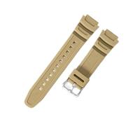 POYNMRE Kompatibel mit Casio AQ-S800W AEQ-110W F-108WH MRW-200h 18 mm massivem Edelstahl-Uhrenarmband quadratischer Schnalle aus Kunstharz und Silikon(Khaki-Steel-K5)