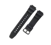 POYNMRE Kompatibel mit Casio AQ-S800W AEQ-110W F-108WH MRW-200h 18 mm massivem Edelstahl-Uhrenarmband quadratischer Schnalle aus Kunstharz und Silikon(Black-Black-K5)