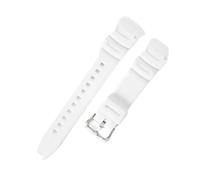 POYNMRE Kompatibel mit Casio AQ-S800W AEQ-110W F-108WH MRW-200h 18 mm massivem Edelstahl-Uhrenarmband quadratischer Schnalle aus Kunstharz und Silikon(White-Steel-K5)