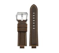 POYNMRE Kompatibel mit CASIO GST-B400/GST-B200 Uhrenarmband aus Leder, Rindsleder, 24 x 14 mm konvex, 16(Dark brown Silver,14mm)