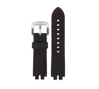 POYNMRE Kompatibel mit Casio Mountaineering PROTREK PRW-3000 PRW-3100 PRW-6000 PRW-6100Y PRG-300 330 Silikonarmband Herrenarmband(Black red -silver)