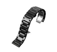 POYNMRE Kompatibel mit Casio PRG-600YB/PRG-650/PRW-6600 GA2000 Edelstahlarmband 24 mm Herrenarmband aus schwarzem Metall(A Black)