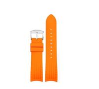 POYNMRE Kompatibel mit Citizen Blue Angel Radio Wave Curved Rubber Watchband AT8020-54L 8020-03l Dunkelblaues Herren-Uhrenarmband aus Silikon, 22 mm(Orange-steel pin)