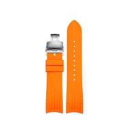 POYNMRE Kompatibel mit Citizen Blue Angel Radio Wave Curved Rubber Watchband AT8020-54L 8020-03l Dunkelblaues Herren-Uhrenarmband aus Silikon, 22 mm(Orange-steel Folding)