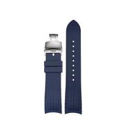 POYNMRE Kompatibel mit Citizen Blue Angel Radio Wave Curved Rubber Watchband AT8020-54L 8020-03l Dunkelblaues Herren-Uhrenarmband aus Silikon, 22 mm(Blue-steel Folding)