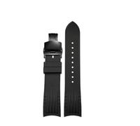 POYNMRE Kompatibel mit Citizen Blue Angel Radio Wave Curved Rubber Watchband AT8020-54L 8020-03l Dunkelblaues Herren-Uhrenarmband aus Silikon, 22 mm(Black-black Folding)