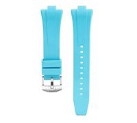 POYNMRE Kompatibel mit Citizen NJ0150 NJ0151 NJ0158 Uhr Fluorkautschukband FKM Armband Herrenarmband Schnellverschluss-Armband(Light blue)