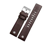 POYNMRE Kompatibel mit DIESEL Echtlederarmband DZ7311 DZ7332 DZ4318 DZ4323 Uhrenarmband Schwarz Braun Weiß Herrenarmband 22mm 24mm 26mm 28mm 30m(Brown silver rivet,26mm)