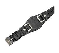 POYNMRE Kompatibel mit Fossil JR1401 JR1156 JR1157 24 mm luxuriöses Echtlederarmband Tray Gato Uhrenarmband for Herren Stahlschnallengürtel(Black silver buckle)